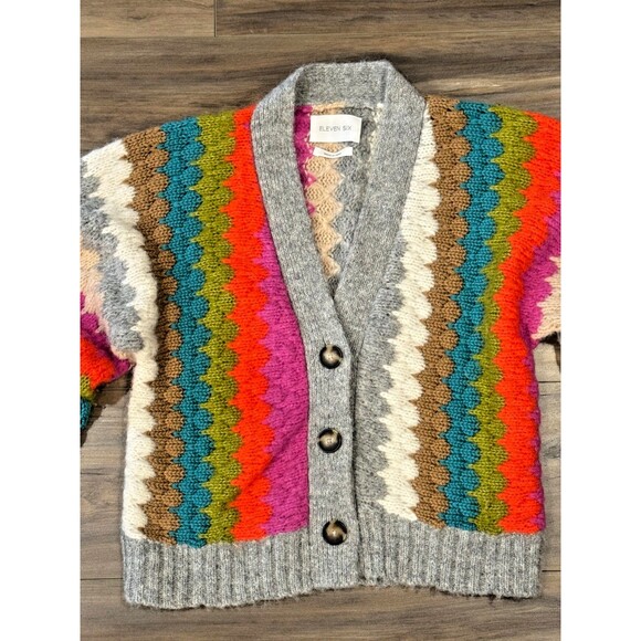 Eleven Six Women's Charlie Cardigan Multi Alpaca Wool Blend 3-Button Size XS/S - Picture 7 of 12